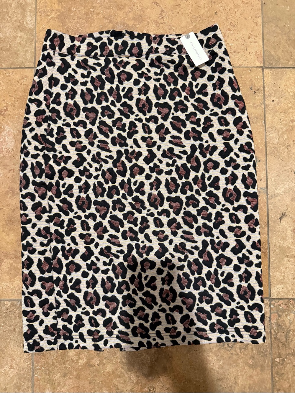 Anthropologie Leopard-Print Pencil Skirt in Pink and Black